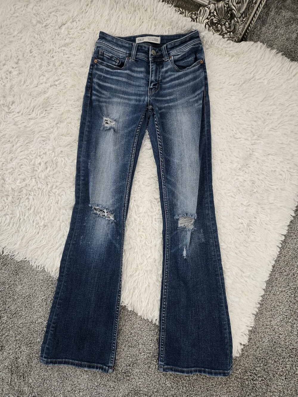 BKE Stella Mid rise Slim Fit Distressed Bootcut Jeans. Size 25.